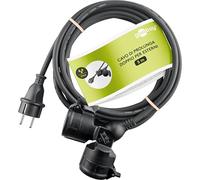 goobay - Cavo di prolunga doppio per esterni, 2 prese Schuko con alette di protezione (IP44), 3680 W a 250 V (AC) e 16 A/5 m/ 65434