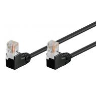 Goobay 96087 CAT 5e Cavo Patch, Rete 2x 90° Angolato U/UTP, Nero, 2 m Lunghezza del Cavo