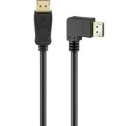 goobay Cavo DisplayPort 2.0/2.1, 2 metri, 8K a 14Hz, 54Gb/s, connettore angolare 90°, HDR, DSC, G-Sync, FreeSync, per gaming, monitor, proiettore, VR, Daisy Chain, 77053