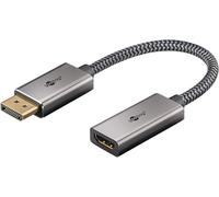 goobay Cavo DisplayPort in tessuto - da DisplayPort a HDMI - placcato oro per PC/laptop su display esterno - struttura robusta, materiali di alta qualità 75272