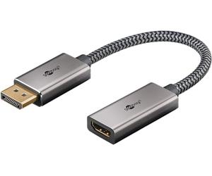 goobay Cavo DisplayPort in tessuto - da DisplayPort a HDMI - placcato oro per PC/laptop su display esterno - struttura robusta, materiali di alta qualità 75272