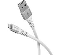 goobay Cavo flessibile in tessuto da Lightning a USB-A, 60 W, 3 m, 480 Mbits, cavo di ricarica USB A/Supersoft/cavo di ricarica rapida Apple Lightning/cavo in tessuto/bianco / 74513