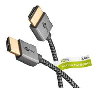 goobay Cavo HDMI ultrasottile/2 m HDMI 2.1 per video 8K, Sharkskin Grey - perfetto per installazioni strette, con video ad alta risoluzione e qualità audio mozzafiato, 75758