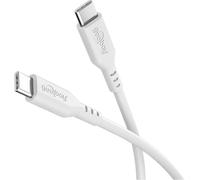 goobay Cavo in silicone da USB-C a USB-C 1,5 m, bianco - ricarica rapida 60 W PD, trasferimento dati 480 Mbit/s, flessibile, antigroviglio, con fascetta, per smartphone, notebook, console, ecc.