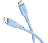 goobay Cavo in silicone da USB-C a USB-C 1,5 m, blu - ricarica rapida 60 W PD, trasferimento dati 480 Mbit/s, flessibile, antigroviglio, con fascetta, per smartphone, laptop, console, ecc.