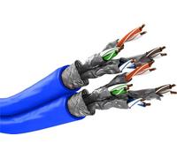 goobay Cavo LAN CAT7, 50 m, cavo Ethernet a doppia schermatura, conduttore in rame CU, rivestimento LSZH, S/FTP, AWG 22/1, blu, per applicazioni PoE/PoE+, SOHO, certificato CPR Dca, 75716