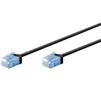 goobay Cavo patch CAT 6A slim/ultra flessibile RJ45 CAT 6A U/UTP CU/Cavo Ethernet sottile con connettori corti/LSZH da 10 Gbps, protezione antipiega/nero 0,5 m / 74232