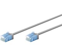 goobay Cavo patch CAT 6A slim/ultra flessibile RJ45 CAT 6A U/UTP CU/Cavo Ethernet sottile con connettori corti/LSZH, protezione antipiega/grigio 1 m / 74222