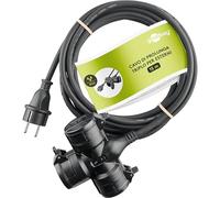 goobay - Cavo prolunga a corrente tripla per uso esterno IP44 / cavo di alimentazione per esterno / 3 prese Schuko con alette di protezione / 3680 W a 250 V (AC) e 16 A, 10 m / 65438