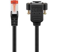 goobay 65639 Cavo di prolunga CAT6 (CU) S/FTP (PiMF)/CAT 6 per cavo Ethernet/RJ45 con presa RJ45 con flangia di montaggio/250 MHz/3 m, nero