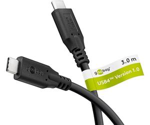 goobay Cavo USB C a USB C con Thunderbolt 4, USB 4.0, 20 Gbit/s/100 W, cavo dati USB Type-C con Power Delivery PD, ricarica rapida per hub, cellulari, docking station, 3m, 74198