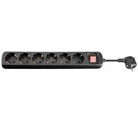 goobay Ciabatta elettrica con 6 prese e interruttore on/off, colore nero, 1,5 m