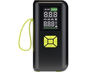 goobay Compressore d'aria portatile con batteria da 2Ah, 5V,ricaricabile, 10bar/150psi, display LED, 5 modalità automatiche, luce LED integrata e connessione USB-C, per auto, moto, biciclette,77827