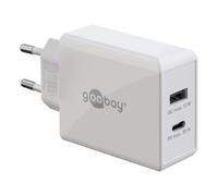 GOOBAY 61674 - Caricabatterie USB, 30 W, 1 USB-A, 1 USB-C (PD), bianco