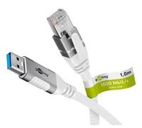 Goobay Ethernet-Kabel USB-A 3.0 auf RJ45 10 m verbindet Router Modem 74163