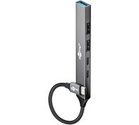 goobay Hub USB 3.2 a 5 porte Slim/USB, multipresa USB, hub USB/Slim USB-C a 3X USB-A e 2 X USB-C Multiport Adapter USB 3.0 Hub / 5 Gbps USB Splitter / 74460