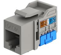 goobay Keystone - Connettore RJ45 LAN, modulo UTP Slim & Short 16,5 mm di larghezza, montaggio LSA, CAT 6A, PoE+, adatto per 10-Gigabit Ethernet/500 MHz, grigio 77951