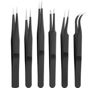 Goobay Kit 6 Pinzette di Precisione a Punta Piatta a Croce e Antistatiche in acc