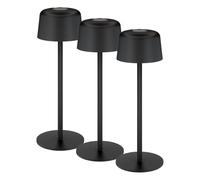 goobay Lampada da tavolo a LED ricaricabile 25 cm, 3 livelli di luminosità, comando touch, 150 lm, 3000 K, bianco caldo, autonomia fino a 12 ore, IP44, cavo di ricarica USB-C incluso - nero, 77675