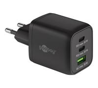 Goobay Nano Caricatore Alimentatore GaN 2xUSB-C™ (PD) + USB-A (QC) da Muro 65W N