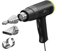 goobay Pistola ad aria calda da 1500 W, 2 intervalli di temperatura regolabili (50°C-500°C), flusso d'aria 450I/min, con 4 accessori per tubi termoretraibili, dissaldatura, deformazione, sbrinamento