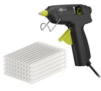 goobay Pistola per colla a caldo da 20 W con 50 bastoncini di colla - per bastoncini da 7 mm, cavo da 1 m, tempo di riscaldamento rapido 3 - 4 minuti, riparazioni o DYI, versatile per ceramica, legno