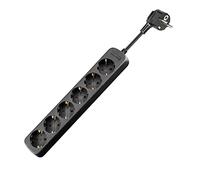 Goobay Presa Multipla 1,5 m, Nero - 6 X Presa con Contatto di Terra, Sicurezza Bambini