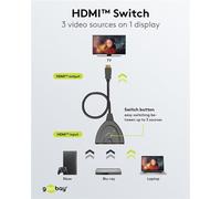 Goobay Commutatore HDMI 58487 – 3 ingressi, 1 uscita, 4K a 30Hz HDMI 1.4 – per PS4/PS5/laptop
