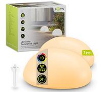 goobay Set da 2 pietre solari LED 24 cm - luminose RGB per esterni, resistenti alle intemperie | Solare decorativa per terrazza, balcone, giardino | 10 modalità di illuminazione e picchetto da terra