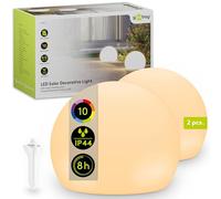 goobay Set da 2 sfere LED solari da 20 cm - luminose RGB per esterni, resistenti alle intemperie | Solare decorativa per terrazza, balcone, giardino | 10 modalità di illuminazione e picchetto da terra