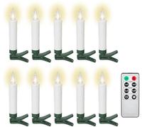 goobay Set di 10 candele LED senza fili per albero di Natale con telecomando, timer e pinzette, luce bianca calda (2600 K), dimmerabili, a batteria, 77753