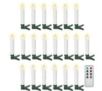 goobay Set di 20 candele LED senza fili per albero di Natale con telecomando, timer e pinzette, luce bianca calda (2600 K), dimmerabili, a batteria, 77754
