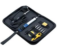 goobay Set di saldatura Starter 12 pezzi con saldatore (100-500 °C), 5 punte di saldatura, supporto, pompa dissaldante, spellafili, pinzette, stagno per saldatura, spugna - 77995