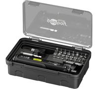 goobay set mini avvitatore a batteria 28 pezzi - 24 punte, 1 prolunga, 1 supporto e 1 adattatore in acciaio al cromo-vanadio - Avvitatore a barra, coppia a 3 livelli, illuminazione LED frontale 77816