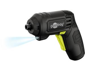 goobay set mini avvitatore a batteria 31 pezzi - 28 punte e 1 prolunga per punte in acciaio al cromo-vanadio - forma a pistola, coppia max. 4 Nm, illuminazione LED frontale - 77818