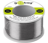 goobay Stagno di saldatura con flusso Ø 0,8 mm, 20 g - senza piombo per saldatura su componenti elettrici, 0,3% argento, 7% rame, 99% stagno, flusso 2,5%, punto di fusione 217 °C, 77421