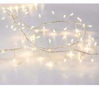 Goobay Stringa di 50 Luci LED a Grappolo di Filo d'argento Bianco Caldo IP44