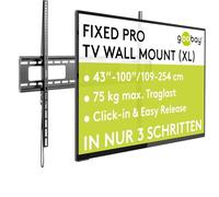 Goobay Supporto da parete fisso Pro TV (XL), 43-100 pollici, max 75 kg, montaggio semplice e sicuro, compatibile con VESA, movimento girevole, QLED/LED, nero 78781