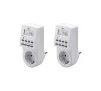 goobay Timer digitale in set da 2 pezzi, timer programmabile per la presa con batteria di emergenza, timer settimanale fino a 3600 W, ideale per acquario e tapparelle - 55543