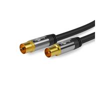 GOOBAY TV Antenna Cable Black (135 dB Type), 4x Shielded Gold-Plated Coaxial Socket Coaxial Plug (1.0 m)