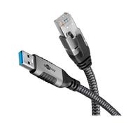 goobay USB A 3.0/RJ45 Kabel 1,0 m grau, schwarz NUOVO