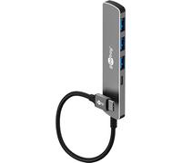 goobay USB C 3.2 - USB A 3.2 / USB C maschio a 1 x USB-C/3 x USB-A, hub compatto per laptop, tablet, smartphone, velocità dati SuperSpeed fino a 5 Gbps, compatibile con Windows/Linux/macOS, 79158