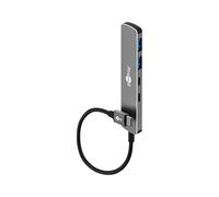 goobay USB C 3.2 - USB A 3.2 / USB C maschio a 2 x USB-C/2 x USB-A, hub compatto per laptop, tablet, smartphone, velocità dati SuperSpeed fino a 5 Gbps, compatibile con Windows/Linux/macOS, 79159