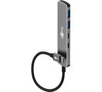 goobay USB C 3.2 - USB A 3.2 / USB C maschio a 2 x USB-C/2 x USB-A, hub compatto per laptop, tablet, smartphone, velocità dati SuperSpeed fino a 5 Gbps, compatibile con Windows/Linux/macOS, 79159