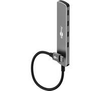 goobay USB C 3.2 - USB A 3.2 / USB C maschio a 4 x USB-C, hub compatto per laptop, tablet, smartphone, velocità dati SuperSpeed fino a 5 Gbps, compatibile con Windows/Linux/macOS, 79160