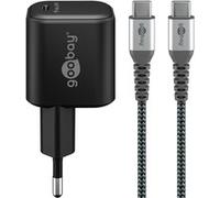 Goobay USB-C Ladeset PD 65 Watt Textilkabel black 1x GaN 1 Meter 74774