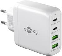 goobay caricatore rapido USB-C PD a 4 porte (68W)/2x USB-A 2x ingresso USB-C/erogazione di potenza/alimentazione cavo ricarica iPhone, altri telefoni cellulari/caricabatterie telefoni cellulari/bianco