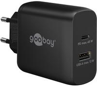 Goobay 65411 Dual Charger 45W / USB-C & USB-A Caricatore rapido Power Delivery/Alimentatore di ricarica con 2 porte USB/caricatore per cellulare, iPad, tablet, ecc.