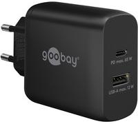 Goobay 65409 Dual Charger 65W / USB-C & USB-A Caricatore rapido Power Delivery/Alimentatore di ricarica con 2 porte USB/caricatore per cellulare, iPad, tablet, ecc.