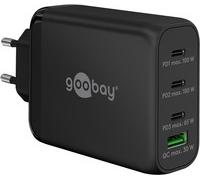 GOOBAY 65555 - Caricabatterie USB, 100 W, 1 USB-A (QC), 3 USB-C (PD), GaN, nero